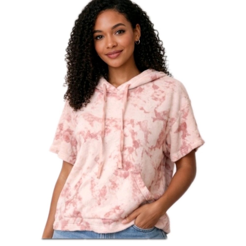 Electric & Rose Terry Tie Dye Short Sleeve Relaxed Oversized hoodie in XS